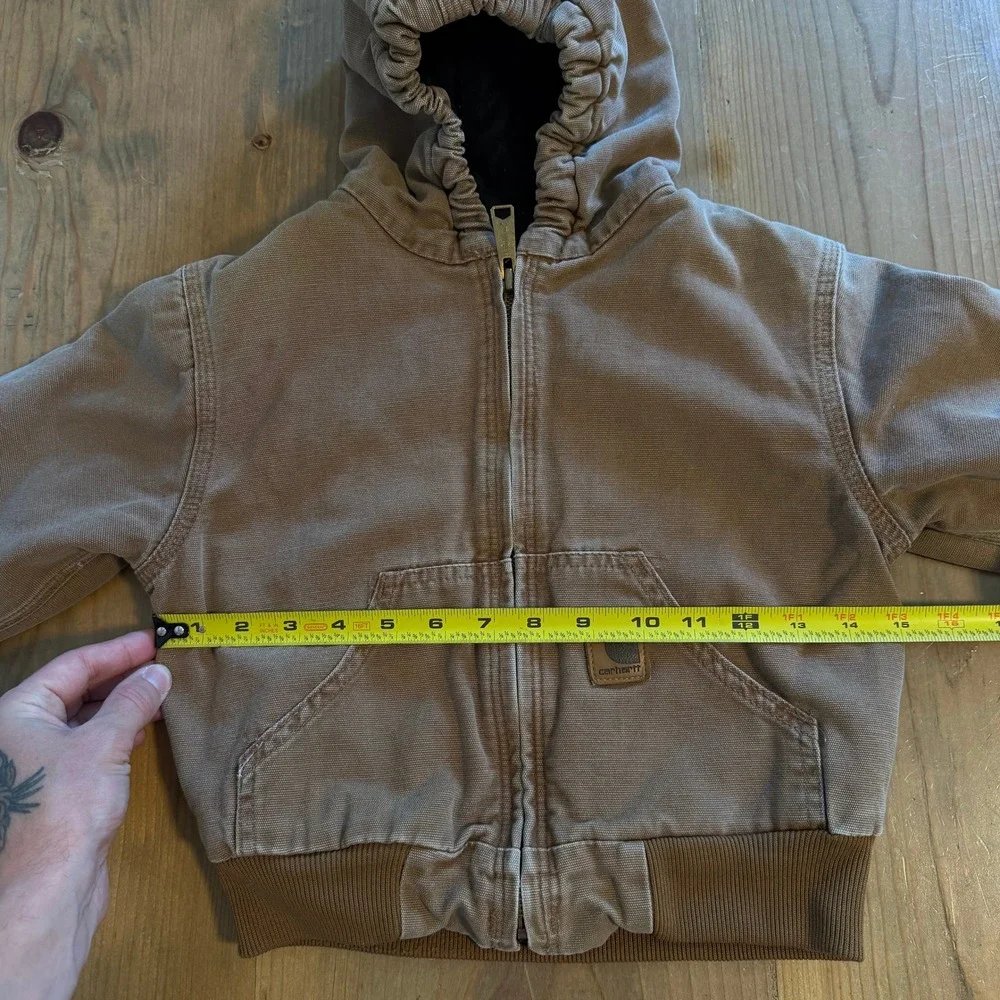 Carhartt Kids Active Jacket 4T Brown Cotton Duck Hooded Work Coat YTJ130 BRN